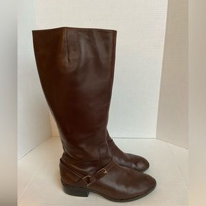 Ralph Lauren Mila RLL Boots Knee High Brown Leather Riding Shoes Womens Sz 9 Tan
